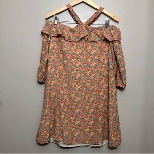 Madewell Forsythia Prairie Blossom Cold Shoulder Silk Dress